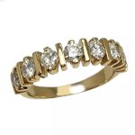 HALF ETERNITY BAND YELLOW 3.9gr 18K GOLD NATURAL 1ct BRILLIANT CUT DIAMONDS