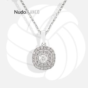 14k gold Two Row Diamond Pendant and Chain