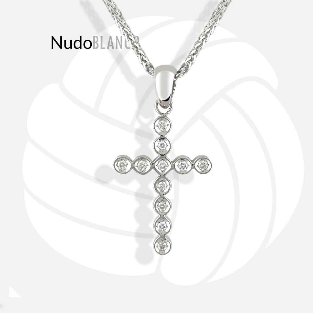 14k gold "Mini Tube Cross" 0.15ct Diamonds