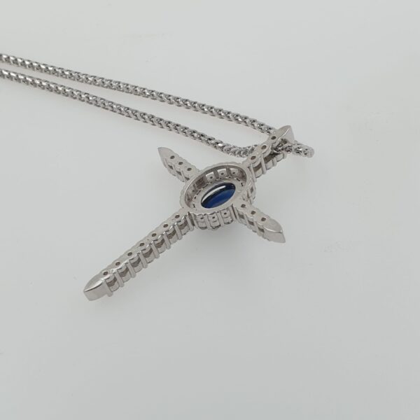 Chain and Cross Ellipses 14k gold with Natural 1.49ct Sapphire and 0.86ct Diamonds - Image 5