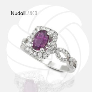 Gold Ring with 0.68 ct Oval Natural Ruby and 0.50 ct Brilliant Cut Diamonds