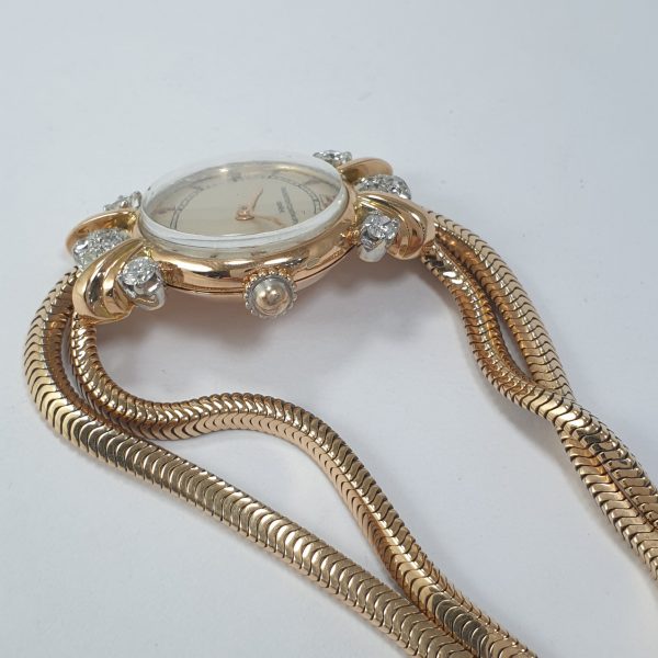 Vintage 18K Rose Gold Vacheron Constantin Lady Watch With Diamonds Circa 1950 - Image 7