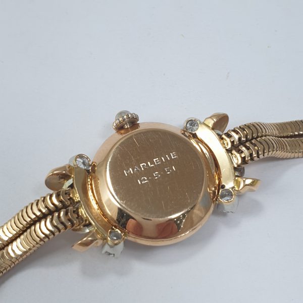 Vintage 18K Rose Gold Vacheron Constantin Lady Watch With Diamonds Circa 1950 - Image 9