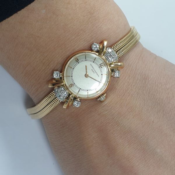 Vintage 18K Rose Gold Vacheron Constantin Lady Watch With Diamonds Circa 1950 - Image 5