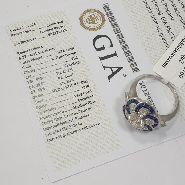 Art deco stile platinum ring with 1.46ct Diamonds and 1.30ct Sapphires - Image 3