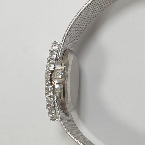 18K White Gold Vintage Lady Rolex Precision With Natural Diamonds Blue Dial - Image 8