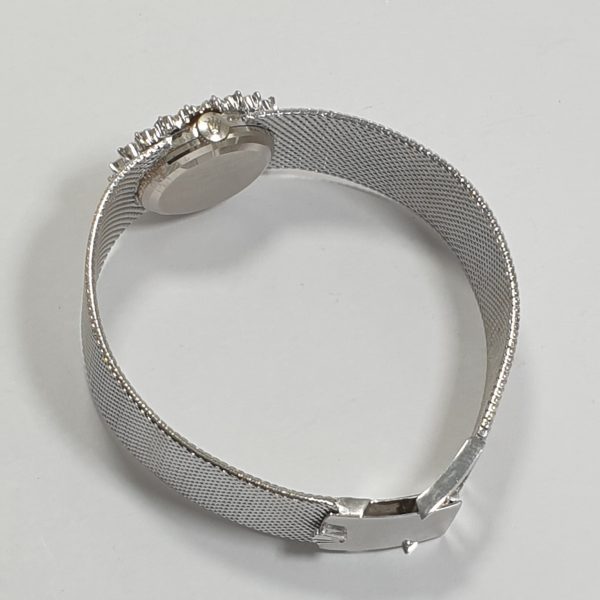 18K White Gold Vintage Lady Rolex Precision With Natural Diamonds Blue Dial - Image 7