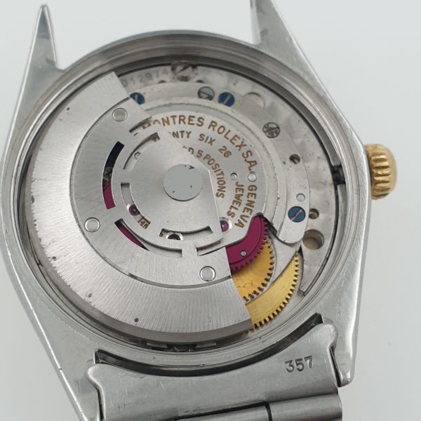 Rolex Oyster Perpetual 34mm 1002 Automatic Watch Two Tone Ice Blue Diamonds Dial - Image 8