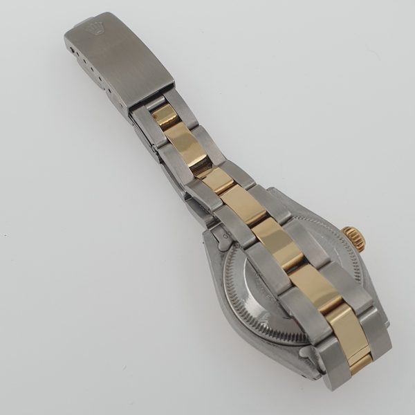 Lady Rolex 26mm Fluted Bezel Two Tone Diamonds Emeralds Dial Oyster Perpetual - Image 5