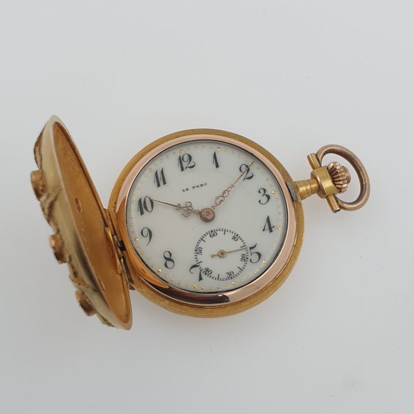 Antique Art Nouveau Lady Pocket Watch With Diamonds Solid Gold 18k C1910 - Image 6