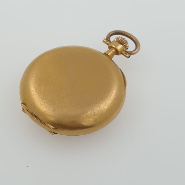 Antique Art Nouveau Lady Pocket Watch With Diamonds Solid Gold 18k C1910 - Image 9