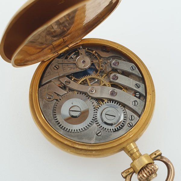 Antique Art Nouveau Lady Pocket Watch With Diamonds Solid Gold 18k C1910 - Image 11