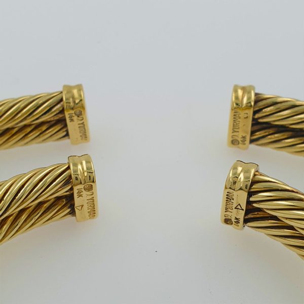 David Yurman Set 14K Gold and Diamond X Collection Cable Bracelet and Necklace - Image 5