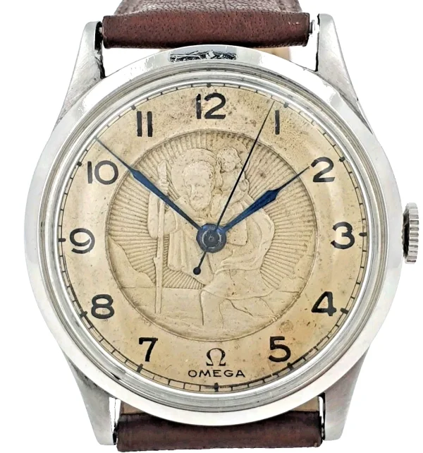Rare Omega Manual Wind Saint Christopher Original Dial Circa 1940