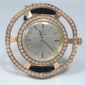 Beautiful Vintage Custom Omega Lady Gold Watch – 18K Gold with Natural Diamonds, Elegant and Unique Timepiece