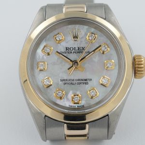 Lady Rolex 26Mm Two Tone Mop Dial Diamonds Oyster Perpetual