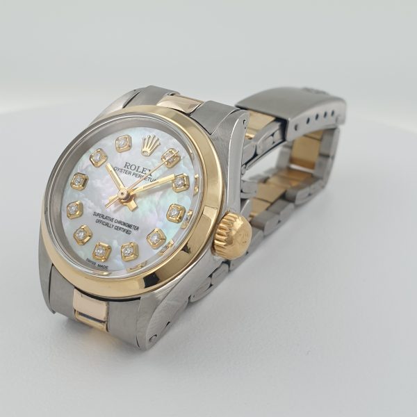 Lady Rolex 26Mm Two Tone Mop Dial Diamonds Oyster Perpetual - Image 3