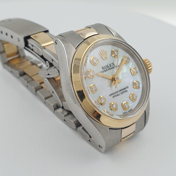 Lady Rolex 26Mm Two Tone Mop Dial Diamonds Oyster Perpetual - Image 4