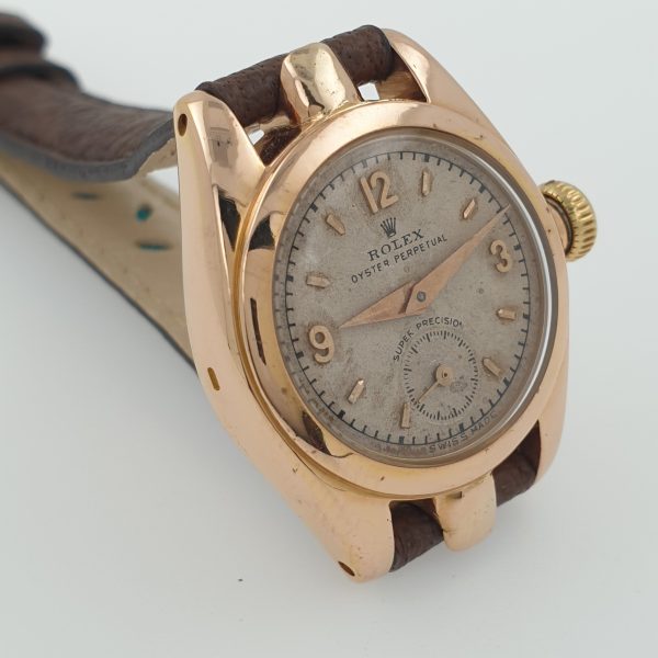 Lady Vintage Rolex Automatic Watch – Rose Gold 18K, Fancy Lugs, Ref. Circa 1940, Elegant Antique Timepiece - Image 3
