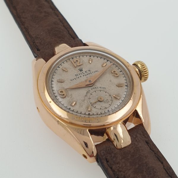 Lady Vintage Rolex Automatic Watch – Rose Gold 18K, Fancy Lugs, Ref. Circa 1940, Elegant Antique Timepiece - Image 5