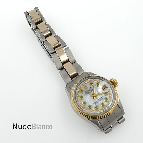 Lady Rolex 26Mm Two Tone Mop Dial Diamonds And Emeralds Oyster Perpetual - Image 6