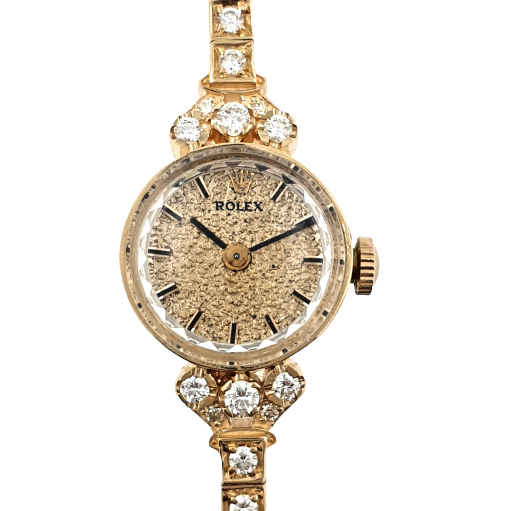 Lady Vintage Rolex Watch 14k Gold Manual Wind With Diamonds Ref. 3546 Circa 1950
