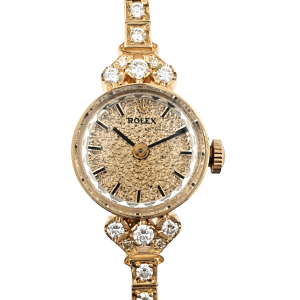 Lady Vintage Rolex Watch 14k Gold Manual Wind With Diamonds Ref. 3546 Circa 1950
