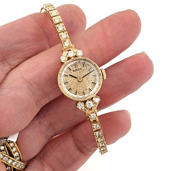 Lady Vintage Rolex Watch 14k Gold Manual Wind With Diamonds Ref. 3546 Circa 1950 - Image 2