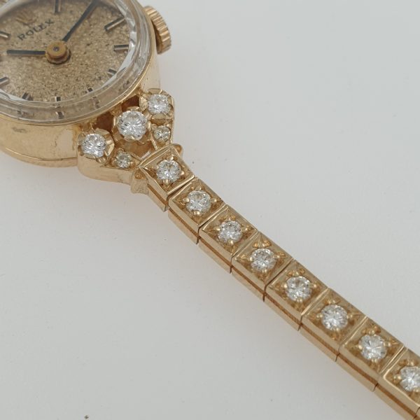 Lady Vintage Rolex Watch 14k Gold Manual Wind With Diamonds Ref. 3546 Circa 1950 - Image 4