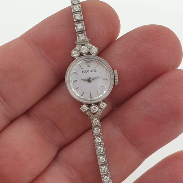 Lady Vintage Rolex watch with diamonds tennis bracelet white gold 14k - Image 3