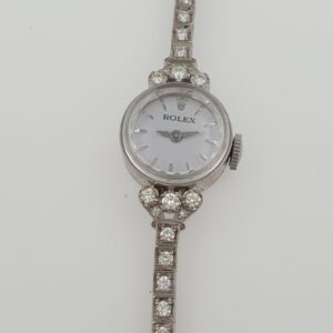 Lady Vintage Rolex watch with diamonds tennis bracelet white gold 14k
