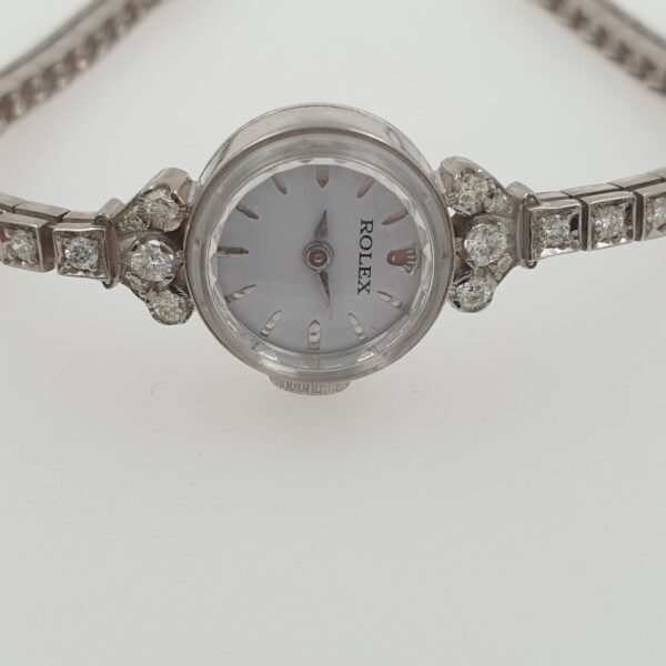 Lady Vintage Rolex watch with diamonds tennis bracelet white gold 14k - Image 8