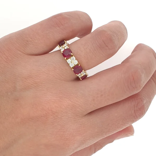 Eternity Band 5.6gr 18k Yellow Gold with Natural Diamonds and Rubies - Image 2