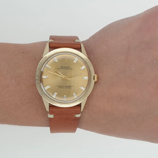 Vintage Rolex 34mm Gold Filled 14k Automatic Diamond Markers Circa 1970 - Image 4