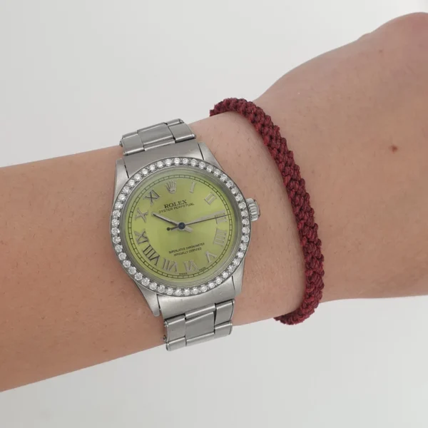 Unisex Vintage Automatic Rolex 31mm Green Mint Dial Roman Numerals Diamond Bezel - Image 2