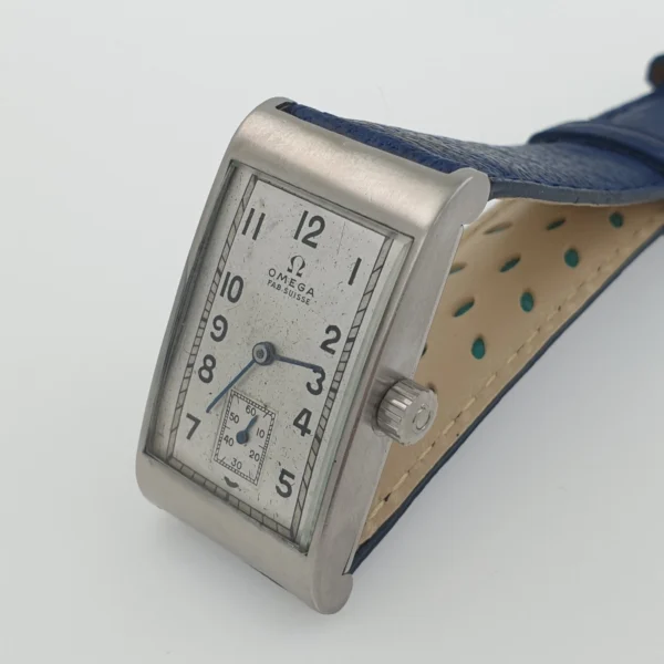 Vintage Rectangular Omega Stainless Steel Case Original Dial Art Deco Style - Image 2