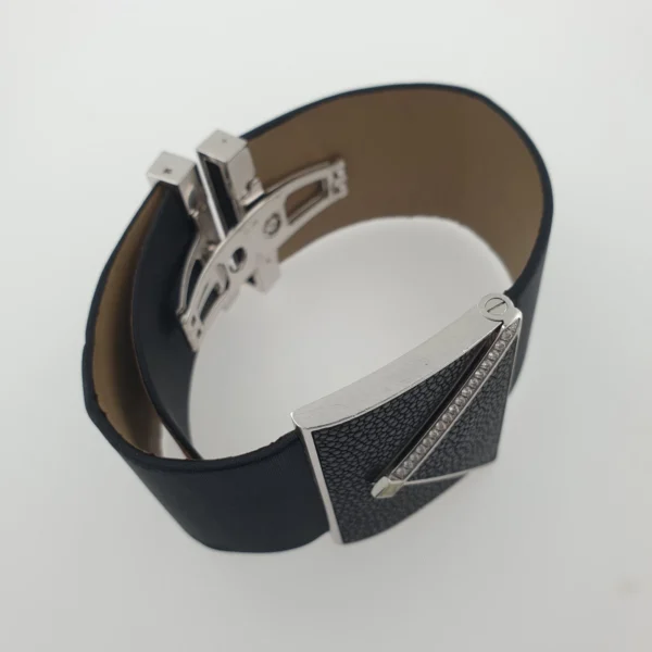 Big Piaget Limelight 18k White Gold Diamond Love Letter Secret Black Satin Strap - Image 8