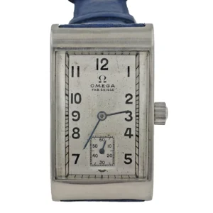 Vintage Rectangular Omega Stainless Steel Case Original Dial Art Deco Style