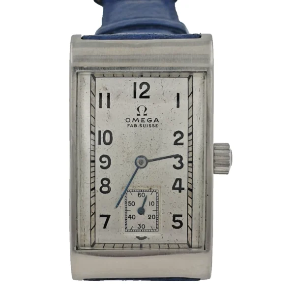 Vintage Rectangular Omega Stainless Steel Case Original Dial Art Deco Style