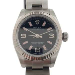 Black Dial Lady Rolex 26mm Oyster Perpetual Automatic Ref. 176234 Steel Pink Markers