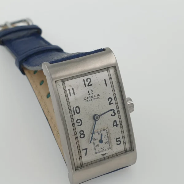 Vintage Rectangular Omega Stainless Steel Case Original Dial Art Deco Style - Image 3