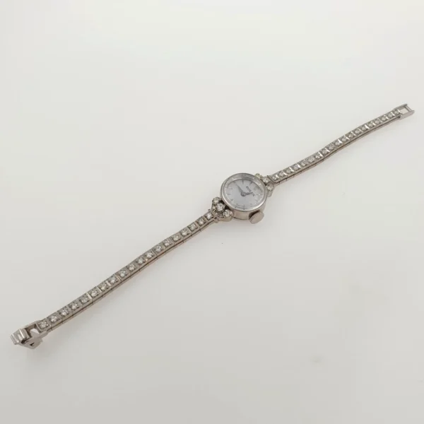 Vintage Lady Rolex With Diamonds Tennis Bracelet 14k White Gold - Image 4