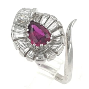 18k White Gold Ring 11gr with Ruby & Natural Diamonds 1.25ct