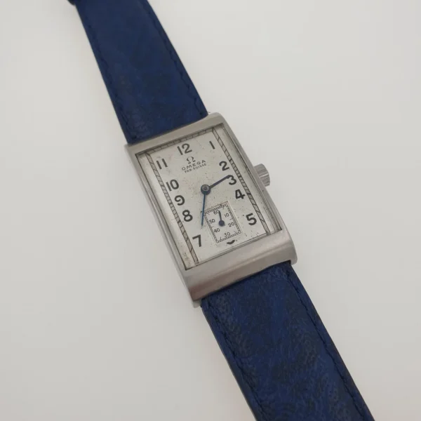 Vintage Rectangular Omega Stainless Steel Case Original Dial Art Deco Style - Image 4