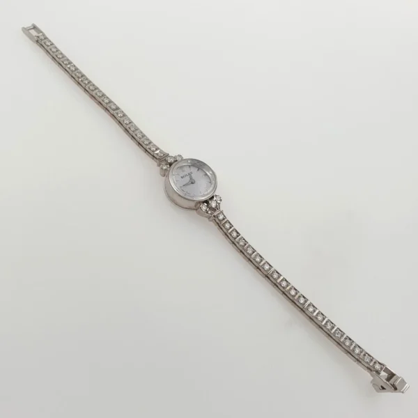 Vintage Lady Rolex With Diamonds Tennis Bracelet 14k White Gold - Image 5
