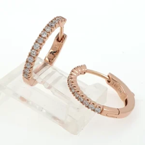 Small Hoop 14k Rose Gold Earrings with Diamonds