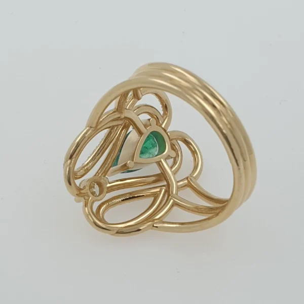 18k Yellow Gold Ring 5.4gr with Natural Diamonds and Emerald - Image 7