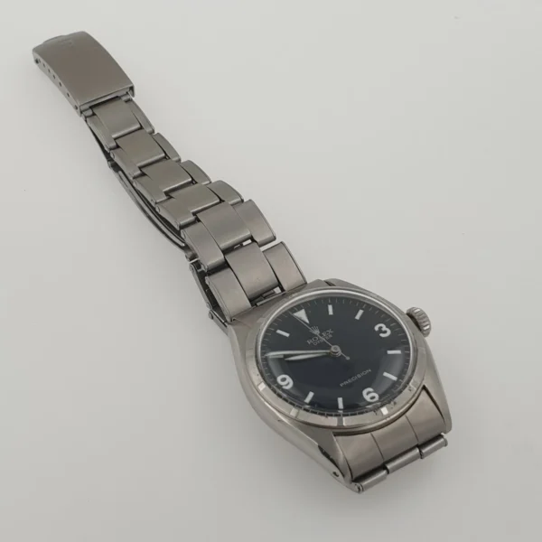 Vintage Automatic Rolex Precision Black Dial Oyster Band Ref 6085 Big Bubbleback - Image 6