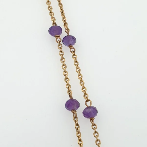 Vintage Rosary Cross 14k Yellow Gold with Amethysts & Diamond - Image 5