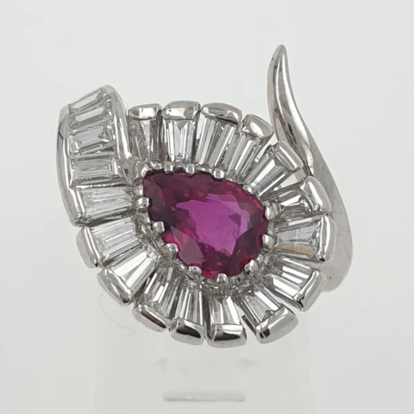 18k White Gold Ring 11gr with Ruby & Natural Diamonds 1.25ct - Image 5